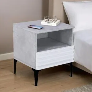 كومودينو درج ورف ايلا - رمادي وأبيض