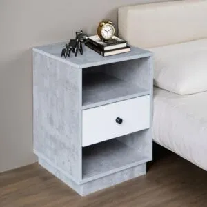 كومودينو درج ورفين روزيت - رمادي وأبيض