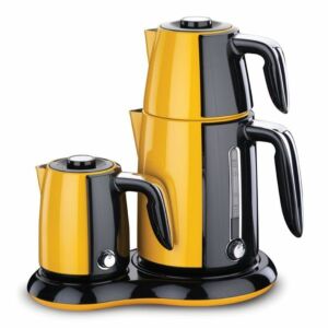 جهاز تحضير شاي وقهوة Korkmaz Cay & kahve-لون اصفر