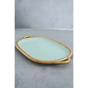 صينية تقديم فيلكا - لون أخضر فاتح وذهبي