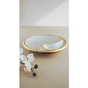 طبق تقديم اوليان - حجم كبير, لون أبيض وذهبي
