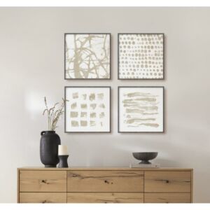 طقم لوحات كنفاس بيج مكونة من 4 لوحات