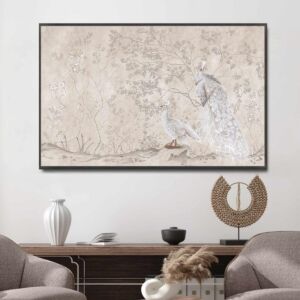 لوحة كانفس فن تجريدي - 160x80 سم - برواز اسود