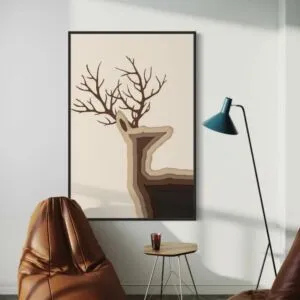 لوحة فنية شكل غزال - 70x100 سم - بدون برواز