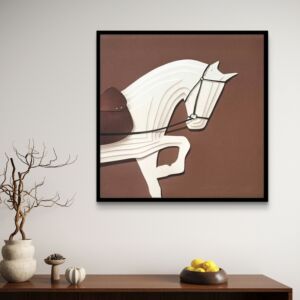 لوحة جدارية كنفاس حصان بأسلوب تجريدي حديث 55×55 سم