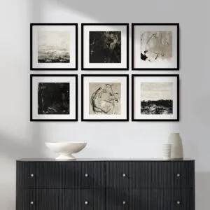 مجموعة لوحات جدارية 6 قطع كارفا 40x40 سم - برواز اسود