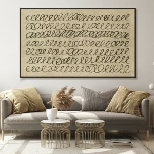 لوحة جدارية فنية مودرن خطوط - قماش كانفس - جولدن بتلز