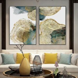 طقم لوحة جدارية فن تجريدي قطعتين 100X70 سم - برواز أسود