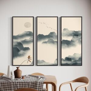 طقم لوحات 3 قطع جدارية فنية كلاوس 60x180 سم - برواز أسود