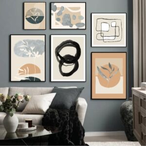 طقم لوحات كنفاس 6 قطع - برواز اسود