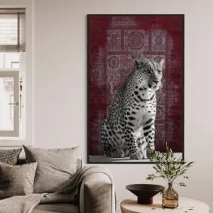 لوحة جدارية فهد برواز اسود 120x80