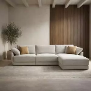 كنب زاوية مع مسند قدم فالين - 3 مقاعد - بيج