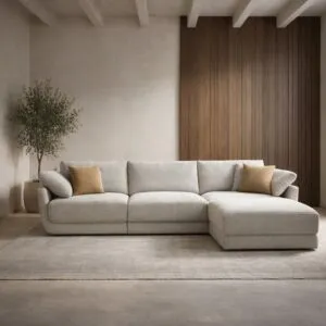 كنب زاوية مع مسند قدم فالين - 3 مقاعد - بيج