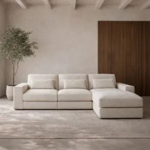 كنب زاوية مع مسند قدم سوفيا - 3 مقاعد - بيج