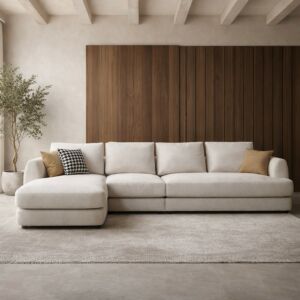 كنب زاوية حرف L أريفين - 4 مقاعد - اوف وايت