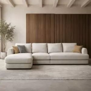 كنب زاوية حرف L أريفين - 4 مقاعد - اوف وايت