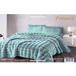 بطانية كينغ برومس فرو سادة - ازرق