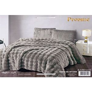 بطانية كينغ برومس فرو سادة - رمادي