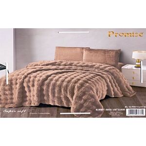 بطانية كوين برومس فرو سادة - بني فاتح