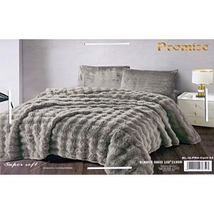 بطانية كوين برومس فرو سادة - رمادي