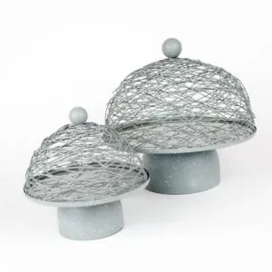 حامل كيك مع غطاء حجم صغير من ستيفنسون - رمادي