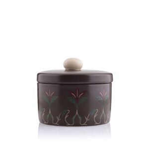 وعاء تقديم تمر مع غطاء من ملاذ - بني