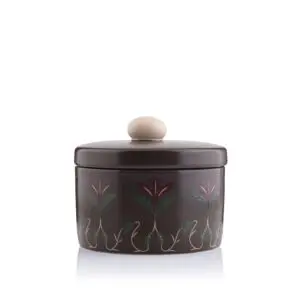 وعاء تقديم تمر مع غطاء من ملاذ - بني