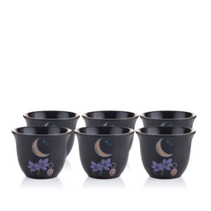 طقم فنجان قهوة سعودية من نقاء - 6 فنجان - اسود