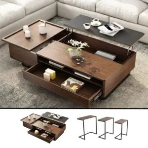 طقم طاولات قهوة و جانبية ملتي فانكشنال - 4 قطع