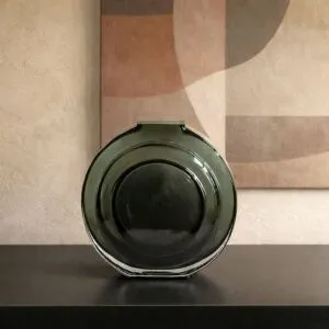 فازة ايليش زجاج - اخضر غامق ورمادي