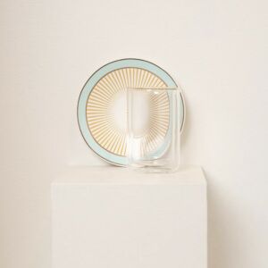 طقم بيالات شاي وصحون بيكوك 12 قطعة - أخضر فاتح وذهبي