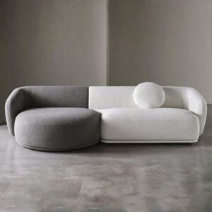 كنبة روكيا 3 مقاعد - ابيض ورمادي