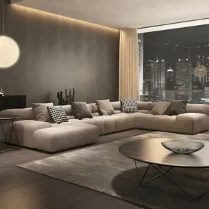 كنب زاوية ابيلا - بيج غامق