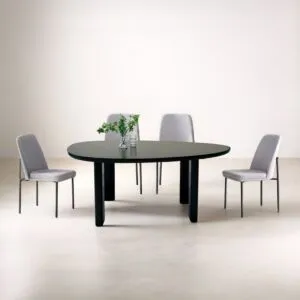 طاولة طعام أوفال 6 أشخاص - أسود