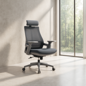 كرسي متحرك شبك قماش ظهر طويل متوفر اللون الرصاصي الموديل -2020A