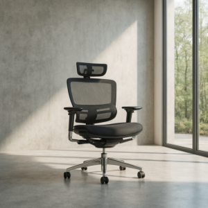 كرسي متحرك شبك فخم لون اسود - رصاصي موديل Tetha LA-871H