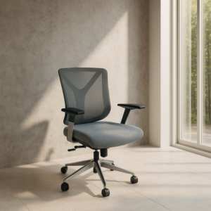 كرسي متحرك شبك ظهر قصير لون رصاصي موديل j109