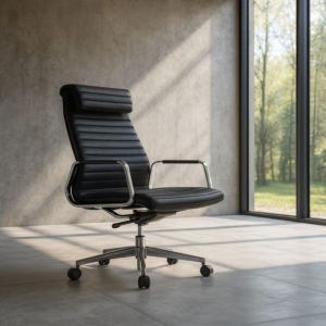 كرسي مكتب متحرك ظهر طويل جلد الالوان المتوفرة اسود - بني - بيج - ابيض الموديل 015