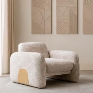 كنبة مفرد بونو بنقشة - بيج وذهبي