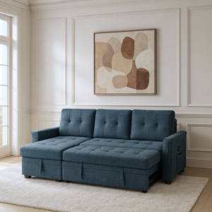 كنب سرير زاوية مع شاحن بورفال - كحلي