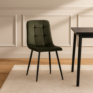 كرسي طاولة طعام سمارسكي - اخضر زيتي وأسود