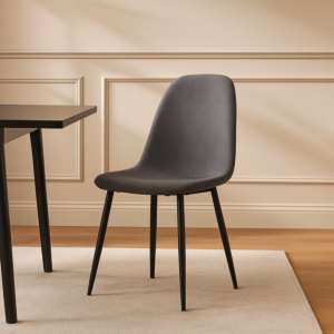 كرسي طاولة طعام بلوتو - رمادي وأسود