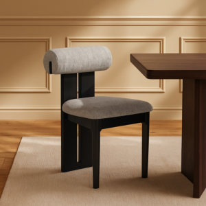 كرسي طاولة طعام اسلين - رمادي فاتح وأسود