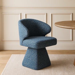 كرسي طاولة طعام كايلا - أزرق وأبيض