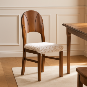 كرسي طعام شوراتا - ابيض وبني