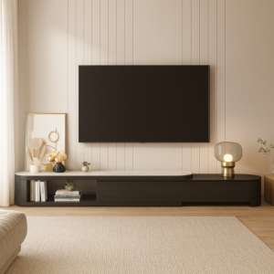 طاولة تلفزيون شينا  -  رمادي واسود