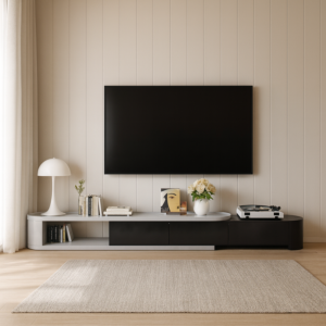 طاولة تلفزيون اينال  -  رمادي فاتح واسود