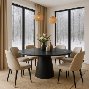 طاولة طعام رخام ميناي 4 اشخاص - اسود