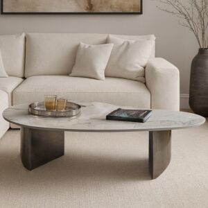 طاولة قهوة كيدني - أبيض رخامي وأسود