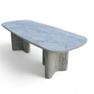 طاولة طعام 8 اشخاص رخام ايطالي - ابيض ورمادي